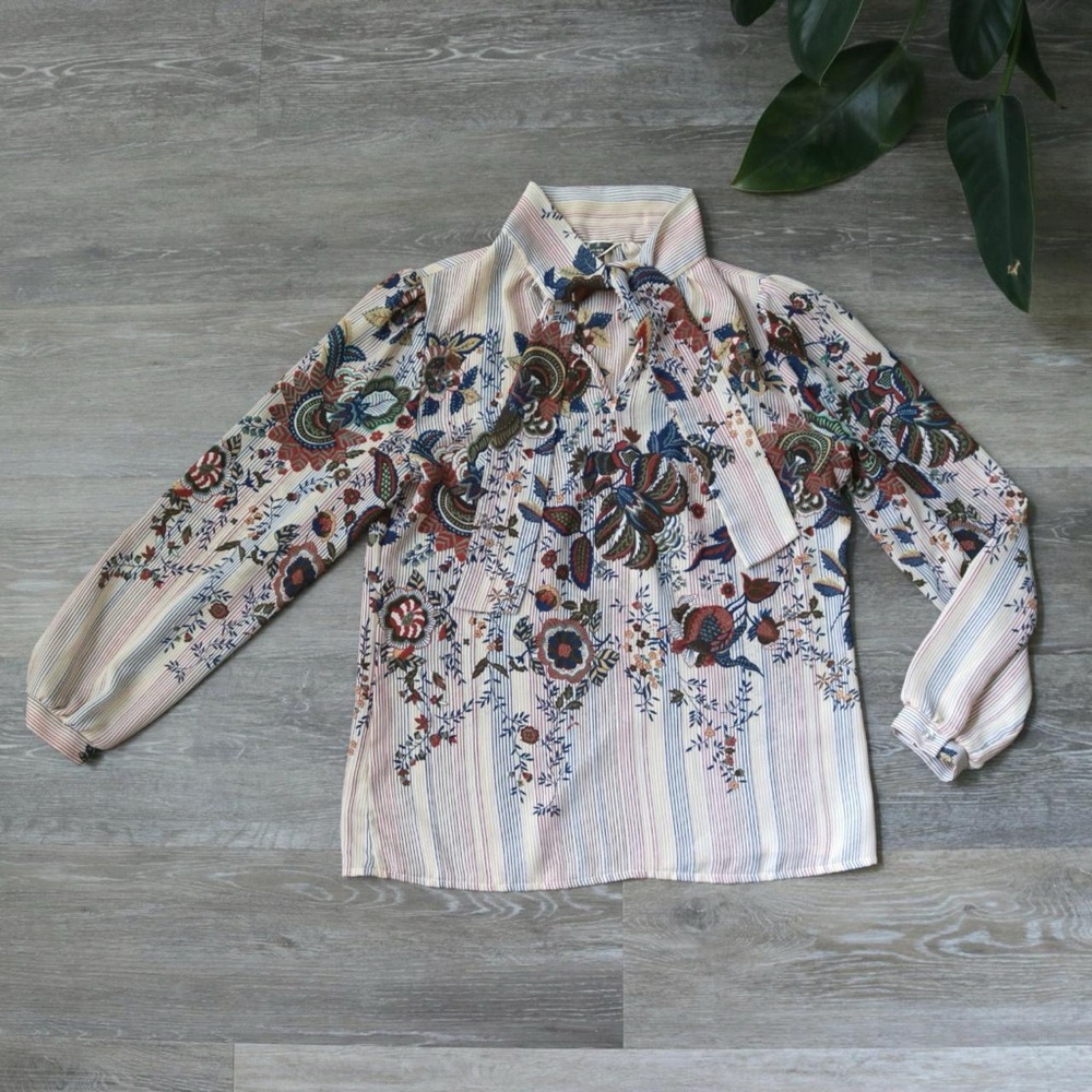 Alex Colman Tie Floral Blouse